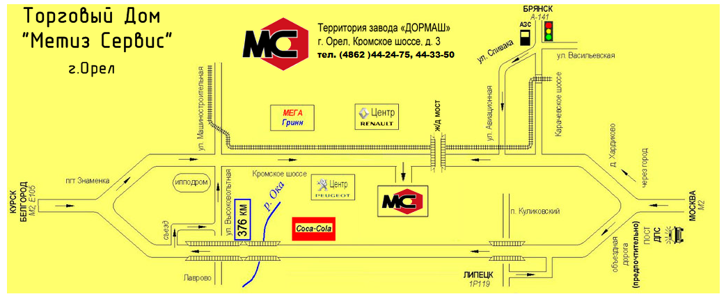 Схема проезда Метиз Сервис Орел